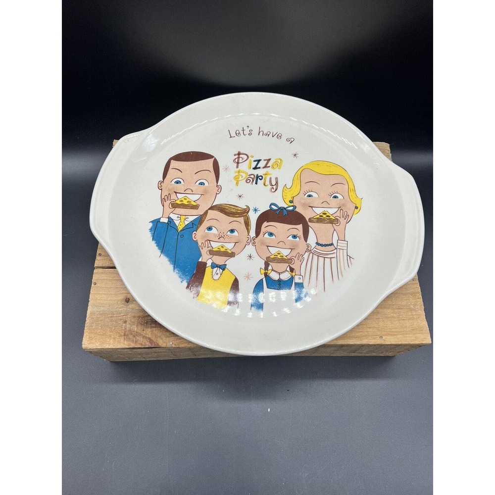 Vintage Antique 1960's NAPCO "Let's Have A Pizza Party" Platter RARE